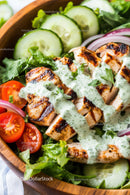 Grilled Chicken Salad with Fresh Vegetables and Herb Dressing