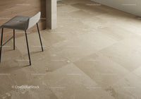 Modern Interior with Beige Tile Floor and Stylish Chair