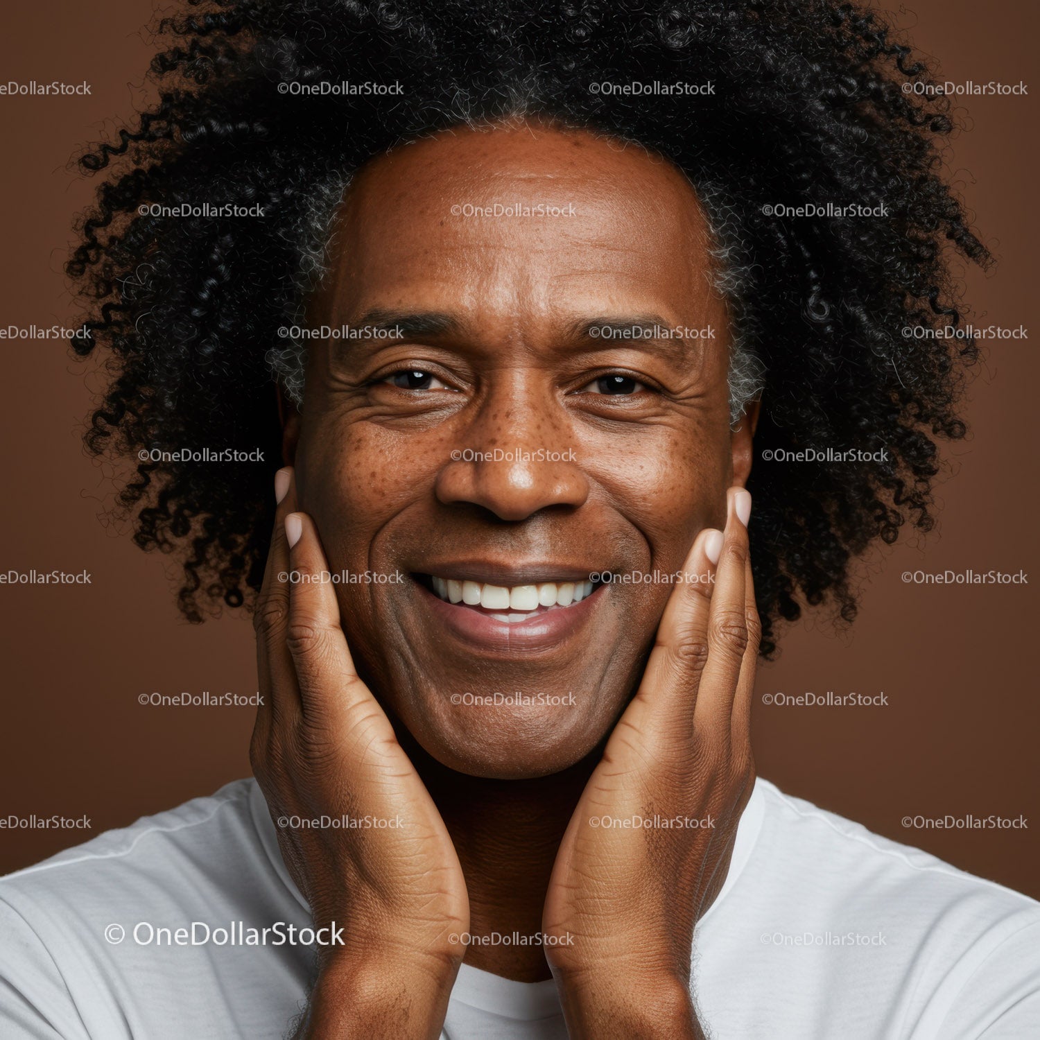 Smiling Woman with Curly Hair Showing Joy and Confidence