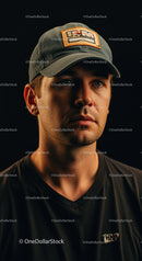 Contemplative man wearing cap in low light portrait
