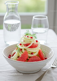 Fresh fennel salad with grapefruit and pomegranate seeds