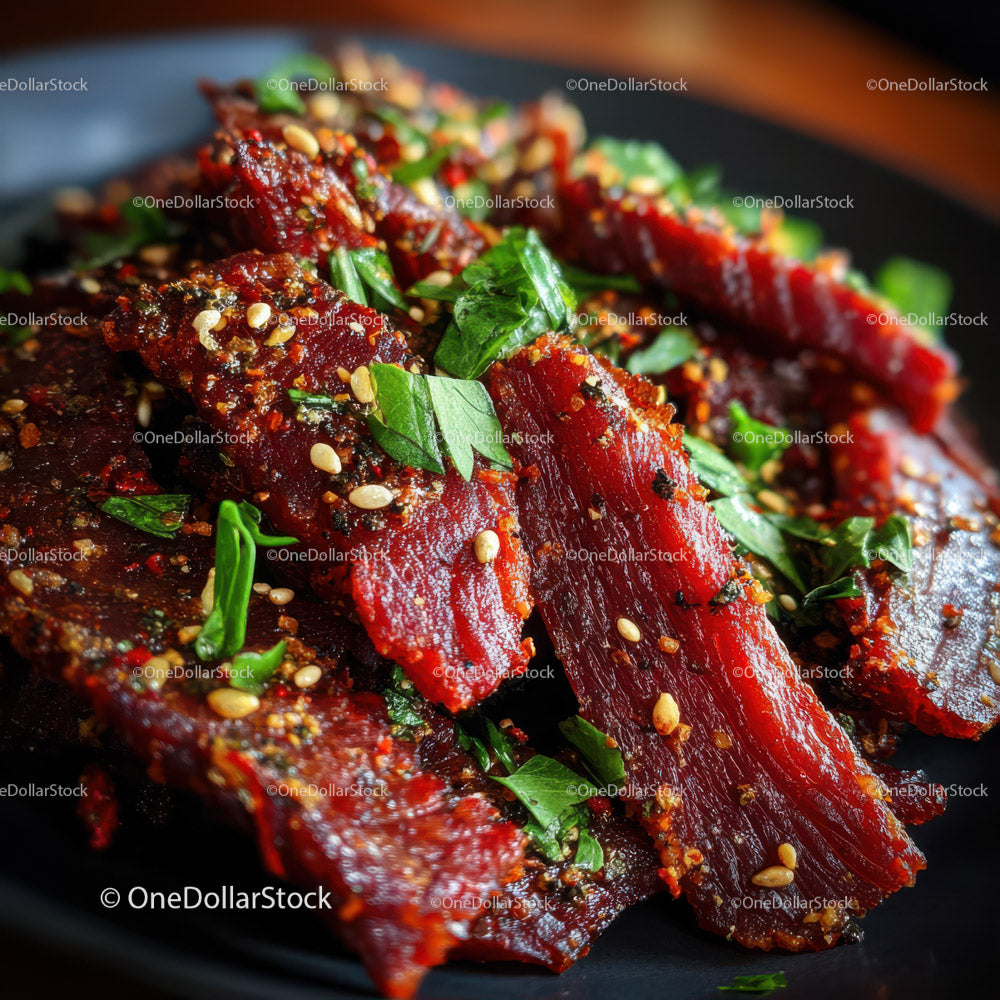 Gourmet Spicy Glazed Beef Ribs with Sesame and Green Onions