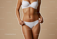 Elegant Woman in White Lingerie Showing Toned Abs and Slim Waist