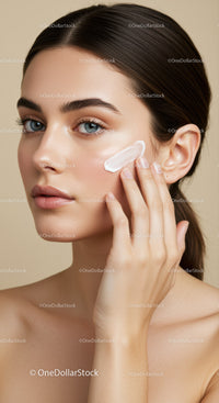 Young Woman Applying Moisturizer to Face for Skincare Routine
