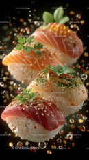 Fresh Salmon Sushi Roll with Avocado and Cherry Tomatoes