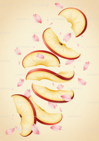 Fresh Red Apple Slices with Delicate Pink Petals