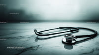 Modern Stethoscope on Marble Surface with Bokeh Background