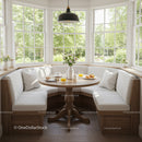 Cozy breakfast nook with natural light and garden view