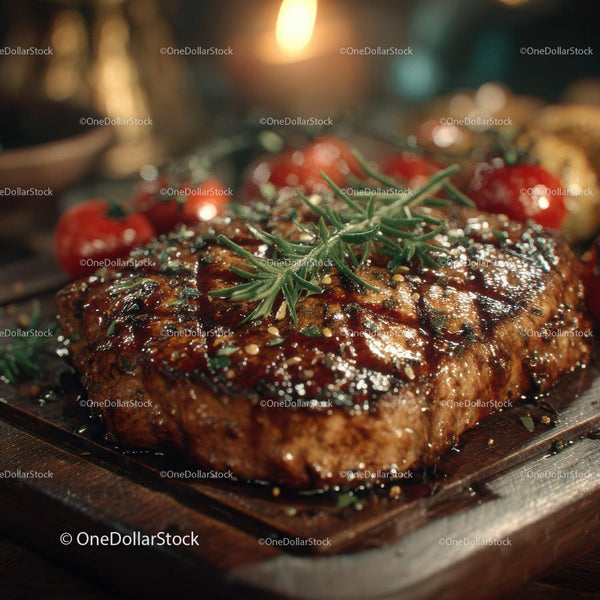 Juicy Grilled Steak with Fresh Herbs and Cherry Tomatoes