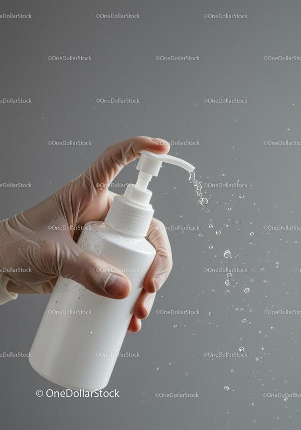Close-up of Hand Pumping Liquid Soap for Hand Hygiene JPG Mockup Image