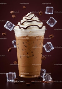 Iced Coffee with Whipped Cream and Chocolate Drizzle