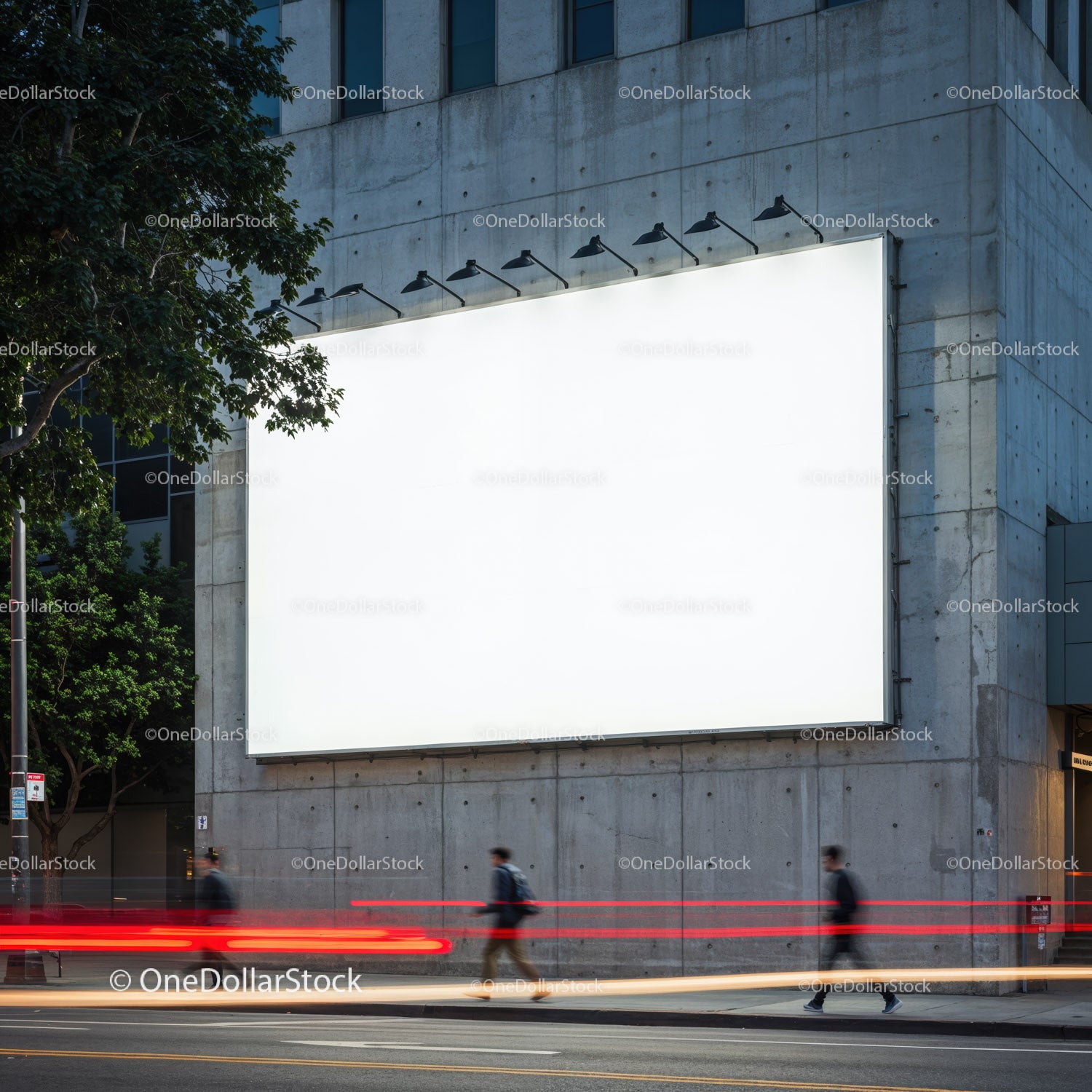 Empty outdoor billboard on modern concrete building