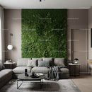 Modern Living Room with Lush Green Vertical Garden and Cozy Sofa