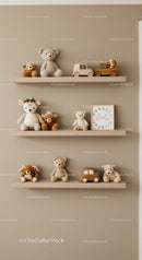Adorable Plush Toys and Wooden Cars in Nursery Room Decor