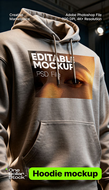 Grey hoodie chest mockup Mockup PSD
