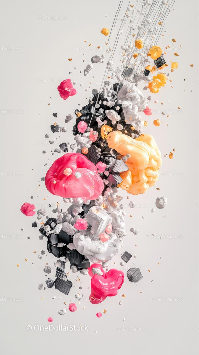 Colorful Paint Explosion in Mid-Air for Creative Backgrounds