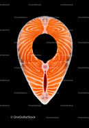 Fresh salmon steak cut on black background
