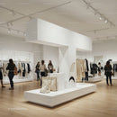 Minimalist fashion display in modern boutique store
