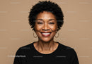 Confident Smiling African American Woman Portrait in Beige Background