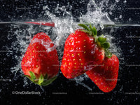Juicy Fresh Strawberries Splashing into Water in Vibrant Scene