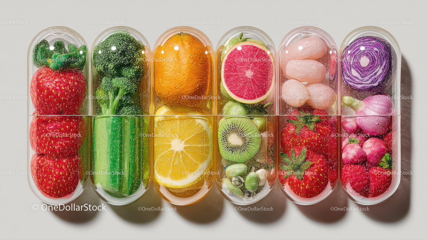 Colorful Fruit Bottles with Fresh Strawberries and Citrus Slices