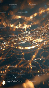 Elegant Abstract Lights with Golden Bokeh and Glowing Strands