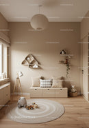 Cozy Modern Nursery with Wooden Floor and Playful Decorations