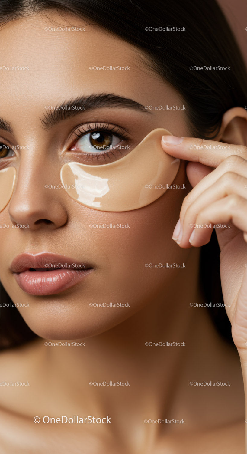 Woman Applying Under-Eye Patches for Skin Rejuvenation Close-Up