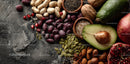 Healthy Assortment of Nuts Seeds Fruit and Avocado for Nutrition