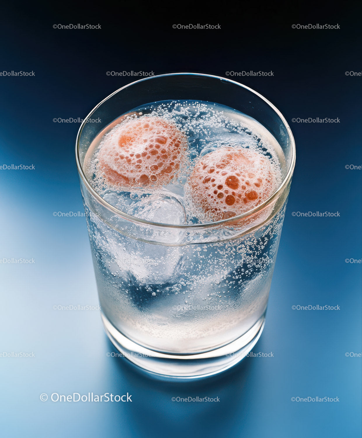 Refreshing Carbonated Drink with Ice Cubes and Bath Bombs