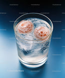 Refreshing Carbonated Drink with Ice Cubes and Bath Bombs