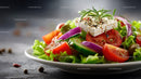 Colorful Vegetable Salad with Feta Cheese and Herbs
