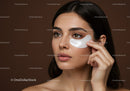 Young Woman Wearing Under Eye Skin Care Patch for Beauty Treatment