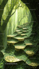 Lush Green Jungle Steps in a Mystical Forest Setting