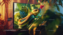 Colorful Green and Yellow Gecko Climbing amongst Tropical Foliage