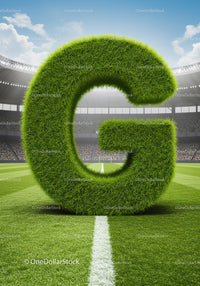 Large Grass Letter G on Stadium Football Field