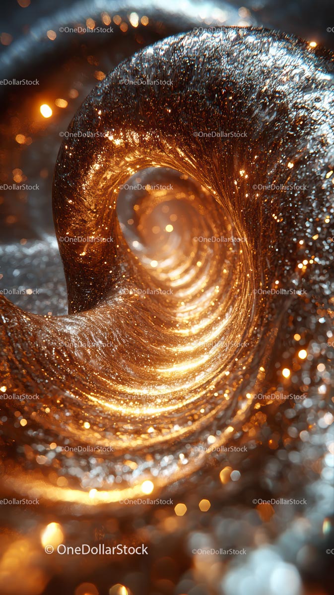 Glittering Metallic Spiral Close-Up