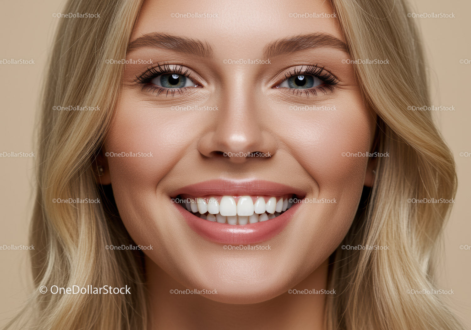 Close up of smiling woman with perfect white teeth