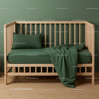 Natural Wood Daybed with Green Bedding in Modern Bedroom