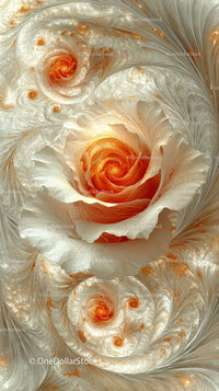 Elegant Abstract Fractal Artwork with Swirling Patterns and Warm Colors