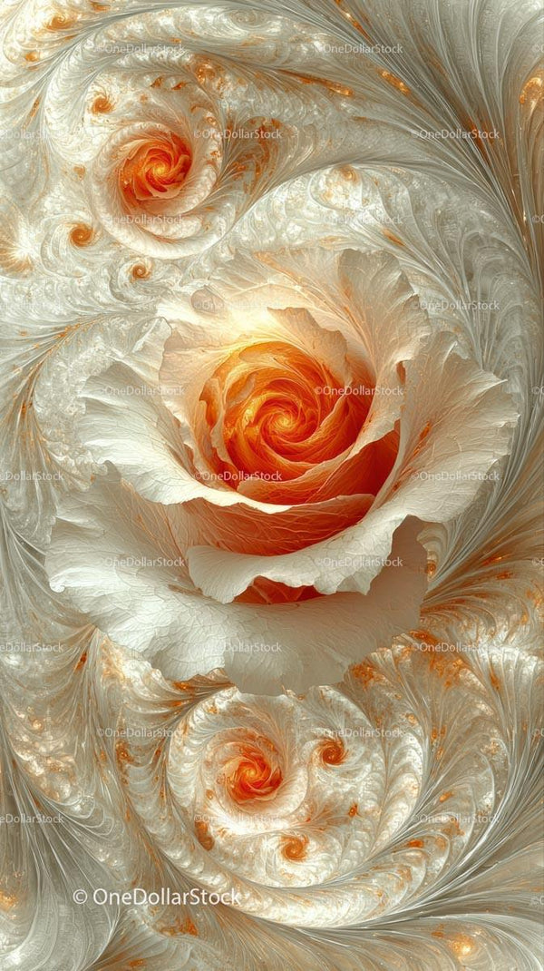 Elegant Abstract Fractal Artwork with Swirling Patterns and Warm Colors