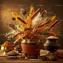Explosive Mix of Vibrant Indian Spices and Ingredients