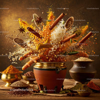 Explosive Mix of Vibrant Indian Spices and Ingredients