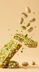 Pistachio Nut Energy Bars Breaking Apart with Kernels