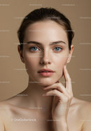 Elegant Female Portrait with Blue Eyes and Flawless Skin