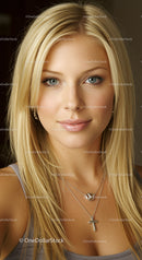 Beautiful young woman with blonde hair and blue eyes