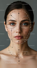Facial Mapping and Skin Care Concept Featuring Woman with Demarcation Lines