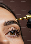 Close-Up of Eye with Eyelash Extensions and Precision Tool