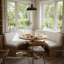 Cozy Dining Nook with Natural Light and Wooden Accents