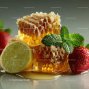 Fresh Honeycomb with Strawberries and Lime Garnish